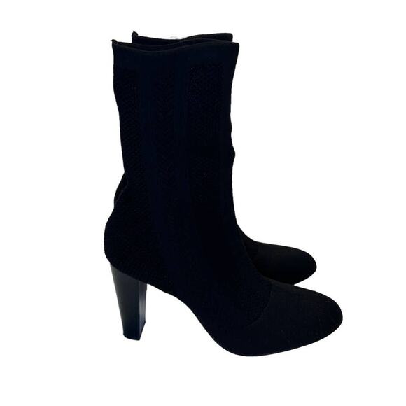 Charles David Shoes - Charles David Vero Cuoio Women's Sz 8 Slip On Heeled Boots Black Knit Soft